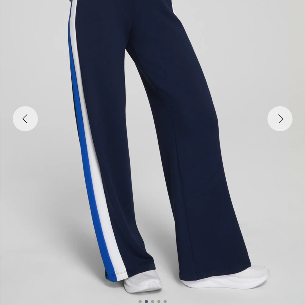 SPANX Navy and White Track Pants